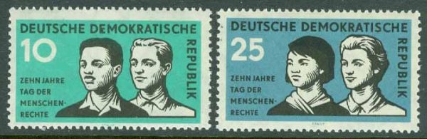 DDR - M  669-670 FN:s förklaring om de mänskliga rättigheterna 10 år, 2 kpl **