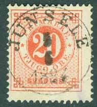 F   33 Ringtyp 20 öre t. 13 Praktstpl JUNSELE 5.6 1884  (Y/Å)