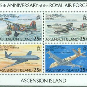Ascension – M  606-609 (BL 24) Royal Air Force RAF 75 år, block kpl **