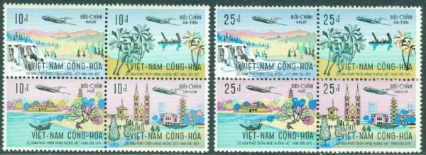 Sydvietnam - M  495-502 Vietnamesisk luftfart 20 år, 2 st 4-block kpl **