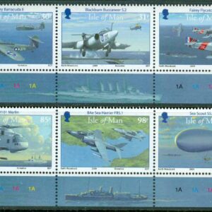 Isle of Man – M 1487-1492 Marinens Flyg 100 år, 2 st 3-strip kpl **