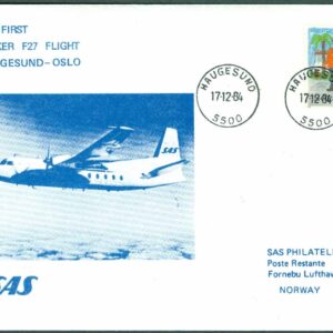 Norge – SAS first Fokker F 27 flight HAUGESUND – OSLO 17.12.84