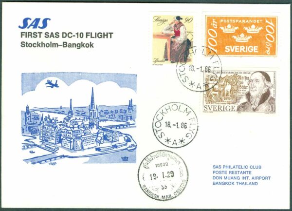 Sverige - SAS first SAS DC-10 flight STOCKHOLM - BANGKOK 18.1.86