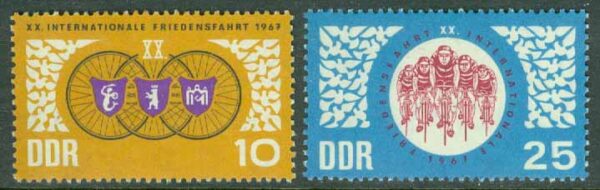 DDR - M 1278-1279 Int fredsloppet på cykel Warzawa-Berlin-Prag, 2 kpl **