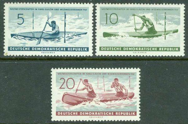 DDR - M  838-840 VM i kanotslalom och Whitewater Racing 1961, 3 kpl **