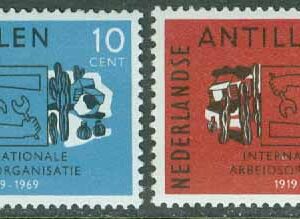 Nederländska Antillerna – M  208-209 Internationella arbetsorganisationen (ILO) 50 år, 2 kpl **