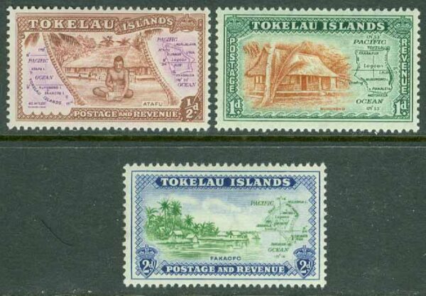 Tokelau - M    1-3 Kartor och bilder från olika öar, 3 kpl *