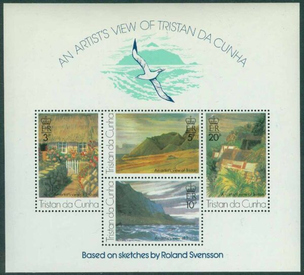 Tristan da Cunha - M  209-212 (BL 5) Konst av R Svensson - Landskap, block kpl **