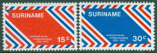 Surinam - M  636-637 Flygposttjänst mellan Nederländerna och Surinam 100 år, 2 kpl **
