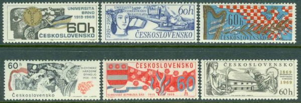 Tjeckoslovakien - M 1860-1865 Jubileum för vetenskapliga och kulturella institutioner, 6 kpl **
