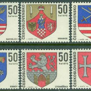 Tjeckoslovakien – M 1904-1909 Stadsvapen, 6 kpl **