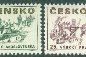 Tjeckoslovakien – M 1941-1942 25-årsdagen av Pragupproret och befrielsen, 2 kpl **