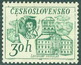 Tjeckoslovakien – M 1774 Janko Kráľ, författare. Byggnader i staden Liptovský Mikuláš, 1 kpl **
