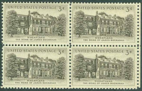 USA - M  703 Wheatland, residens för James Buchanan, president 1857-1861, 4-block kpl **