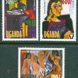 Uganda – M 2065-2067 Pablo Picasso död 25 år, 3 kpl **