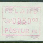 Island – F EA.4 Frankeringsetikett POSTUR 4, 30.00 kr **