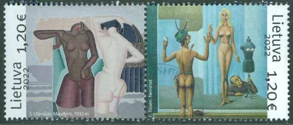 Litauen - M 1373-1374 Kaunas, europeisk kulturhuvudstad 2022, målningar, par kpl stpl