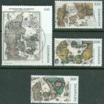 Danmark – F 1580 Danmarkskartor, 4 kpl stpl