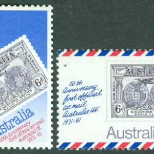 Australien – M  745-746 Postflyg Australien – Storbritannien 50 år, 2 kpl **