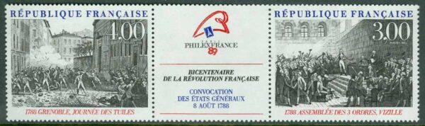 Frankrike - M 2674-2675 200-årsdagen av franska revolutionen, 3-strip kpl **
