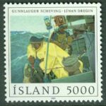 Island – F  609 Målning ”Linan tas hem” av G Scheving, 1 kpl **