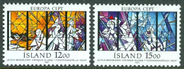 Island - F  702-703 Europa 1987 - Modern konst i arkitekturen, 2 kpl **