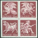 Island – F  711-714 Landvättarna i Islands vapen, 4 ol **