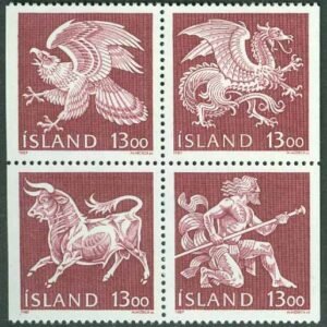 Island – F  711-714 Landvättarna i Islands vapen, 4 ol **
