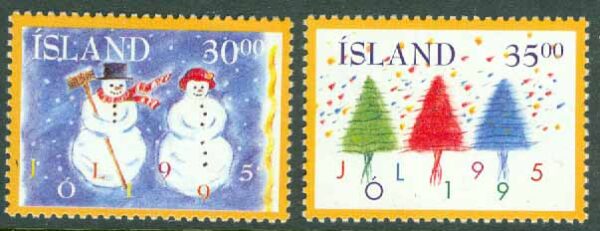 Island - F  873-874 Julfrimärken 1995, 2 kpl **