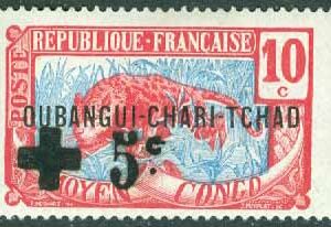 Oubangui-Chari-Tchad – M   18 Leopard. Påtryck på Mellersta Kongo. Röda Korset, 1 kpl *