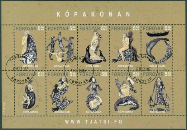 Färöarna - F  586-595 (BL 31) Sälkvinnan, block kpl stpl