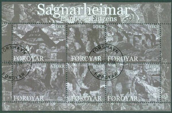 Färöarna - F  630-635 (BL 35) Elinborg Lützens mystiska universum, block kpl stpl