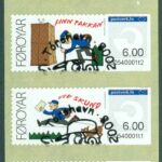 Färöarna – F EA 1 – EA 4 Frankeringsetiketter, ”Post”, 4 kpl stpl