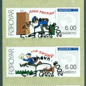 Färöarna – F EA 1 – EA 4 Frankeringsetiketter, ”Post”, 4 kpl stpl