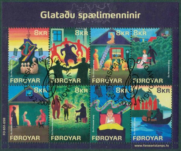 Färöarna - F  659-666 (BL 39) De förtappade spelmännen, block kpl stpl