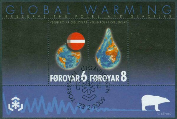 Färöarna - F  667-668 (BL 40) Global uppvärmning, block kpl stpl