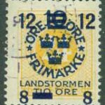 F  133 Landstorm III, 12 + 8 på 10 + TIO på 24 öre gul stpl