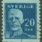F  151C Gustaf V – en face, 20 öre stpl