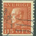 F  194 Gustaf V prof. Vänster, 115 öre stpl