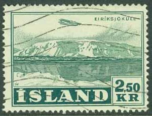 Island – F  313 Luftpost, jöklar med flyg, 2,50 kr