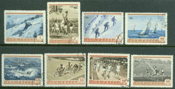 Sovjet - M 1710-1717 Sport bl.a.häcklöpning och simning, 8 kpl stpl