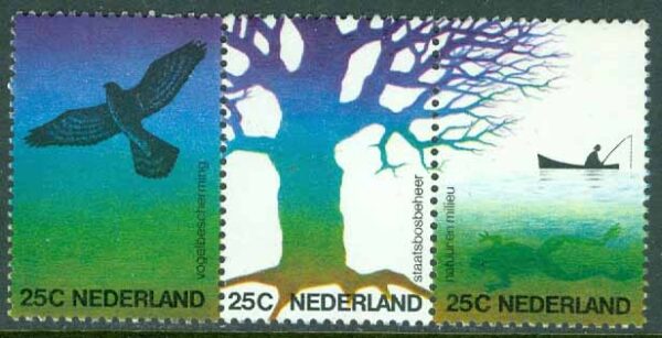Nederländerna - M 1023-1025 Natur och miljö, 3-strip kpl **