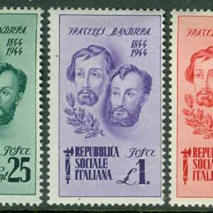 Italien – M  663-665 Bröderna Bandieras död 100 år, 3 kpl *