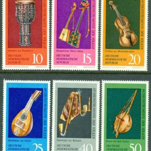 DDR – M 1708-1713 Musikinstrumentmuseum, Markneukirchen: Folkens musikinstrument, 6 kpl **