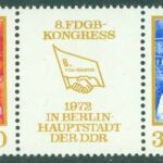 DDR – M 1761-1762 Fria tyska fackföreningsförbundets kongress, 3-strilp kpl **