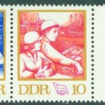 DDR – M 1761-1762 Fria tyska fackföreningsförbundets kongress, 3-strilp kpl **
