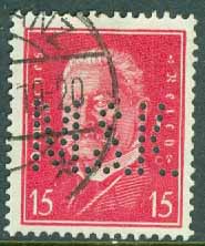 Deutsches Reich – M  414 Paul von Hindenburg, 15 Pf stpl SKYDDSPERFORERAT M.S.K.