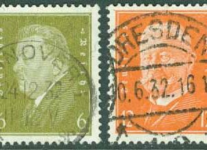 Deutsches Reich – M  465-466 Ebert och Hindenburg, 2 kpl stpl