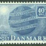 Danmark – F  348 Världspostföreningen UPU 75 år, 1 kpl **