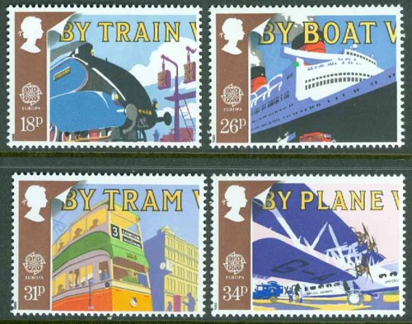 England - M 1147-1150 Europa 1988 - Transport och kommunikation, 4 kpl **